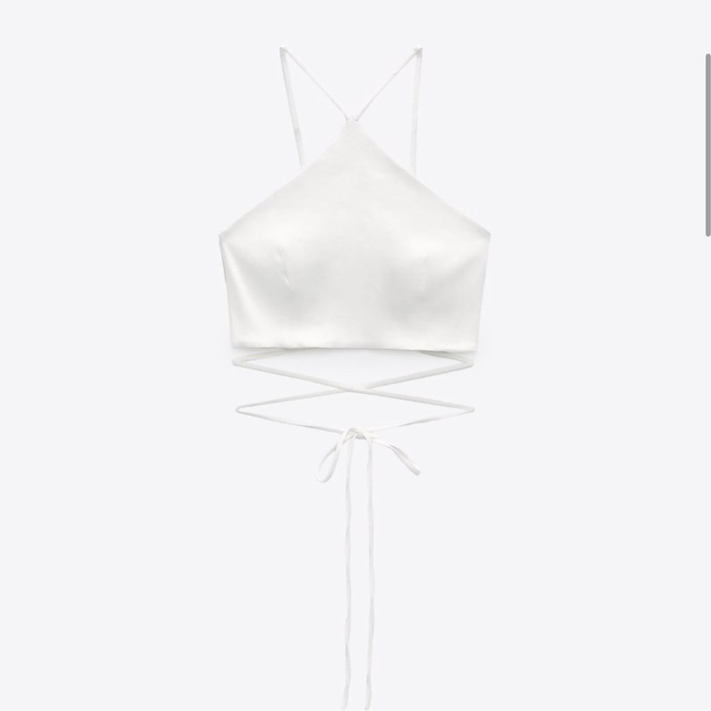 ZARA linen blend crop top